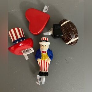 Patriotic Nora Fleming Platter Minis Uncle Sam Heart Football Hat set of 4